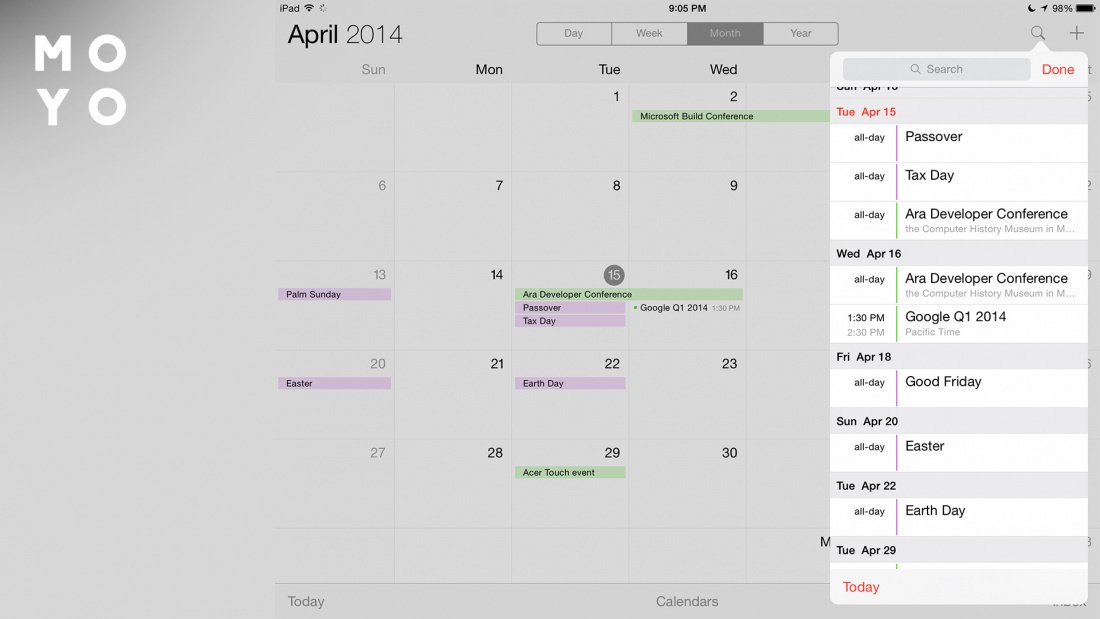события в календаре iPhone