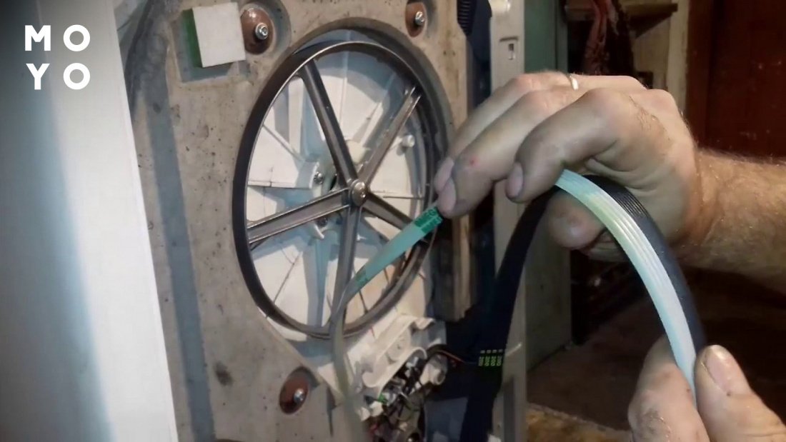 установка ремня привода в стиральной машине
