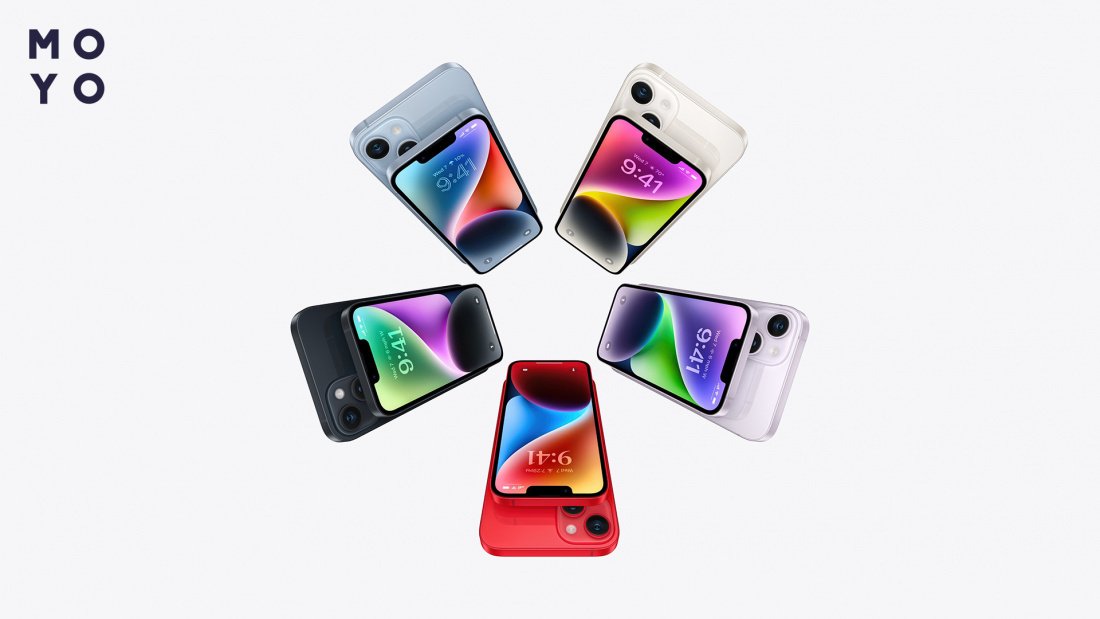  Айфон 14 у різному кольоровому виконанні