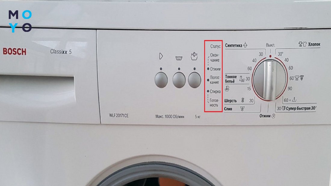 коди помилок пральних машин Бош без дисплея
