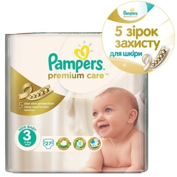 Pampers Премиум кеа миди подгузники №27 4-9кг, проктер энд гэмбл (4015400274759)