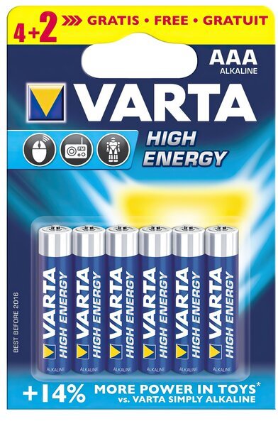 Акція на Элемент питания Батарейка VARTA HIGH ENERGY AAA Alkaline 4+2 шт. від MOYO