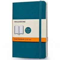 Записная книга Moleskine Classic карманная линейка аквамарин мягкая(QP611B6)