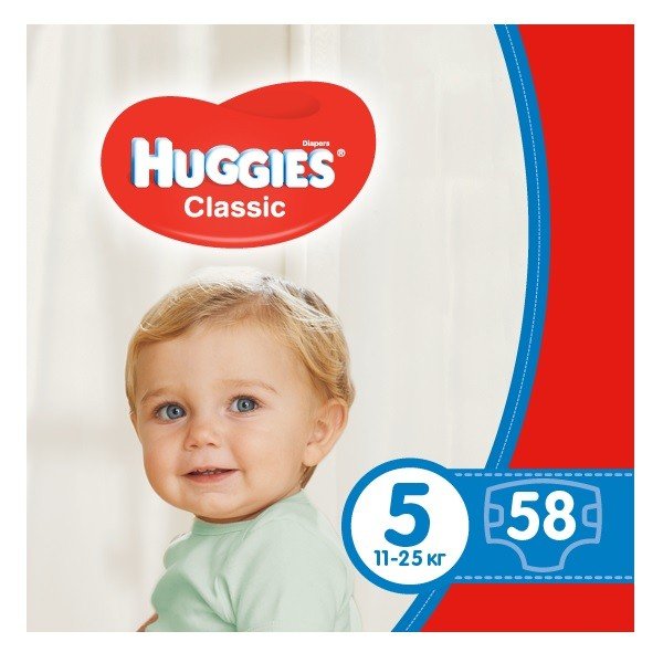

Подгузники Huggies Classic 5 Мegapack 58 шт