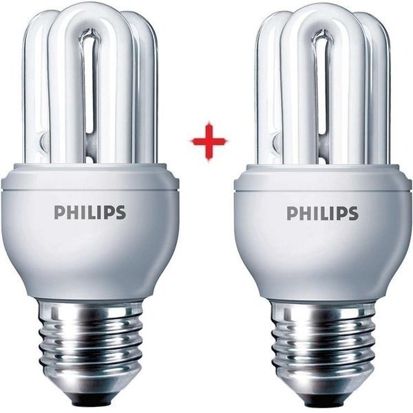 Комплект ламп енергозберігаючих Philips E27 8W 220-240V 2700K Genie (1+1) фото