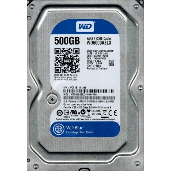 

Жесткий диск внутренний WD 0.5TB 7200rpm 32Mb 3.5" SATA III Blue (WD5000AZLX)