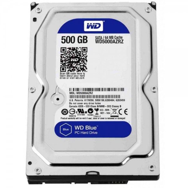

Жесткий диск внутренний WD 0.5TB 5400rpm 64MB 3.5 SATA III Blue (WD5000AZRZ)