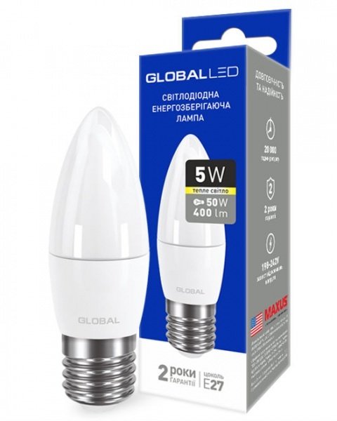 

Светодиодная лампа GLOBAL C37 CL-F 5W мягкий свет 220V E27 AP (1-GBL-131)