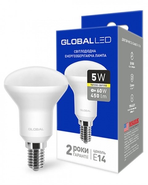 

Светодиодная лампа GLOBAL R50 5W мягкий свет 220V E14 (1-GBL-153)