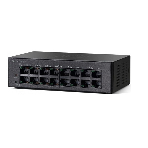 

Коммутатор Cisco SB SF110D-16HP 16-Port 10/100 PoE Desktop Switch (SF110D-16HP-EU)