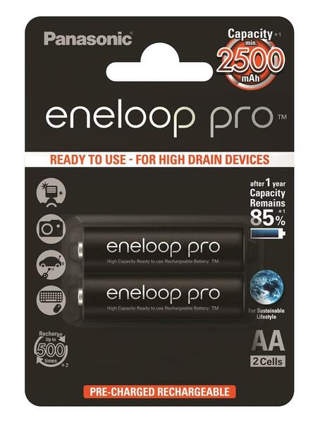 

Аккумулятор Panasonic Eneloop Pro AA 2500 mAh 2BP (шт.)