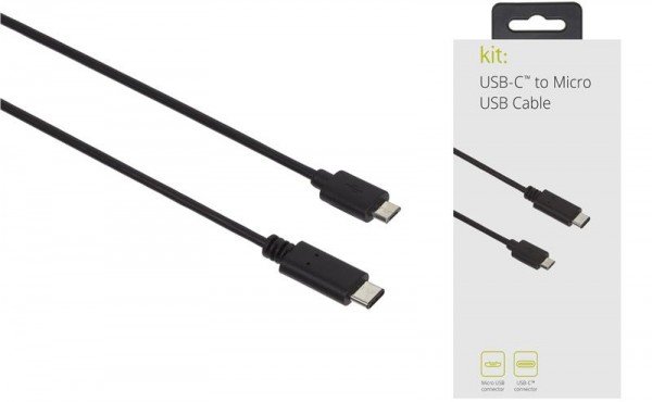 

Кабель Kit microUSB to Type-C 0.9m Black