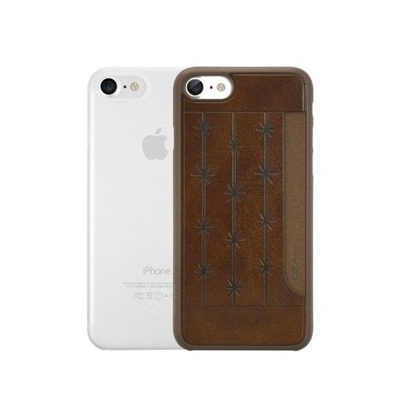 

Чехол Ozaki O!coat 0.3 Jelly+Pocket для iPhone SE 2020/8/7 2in1 Ultra slim & Light card holder Brown and Clear