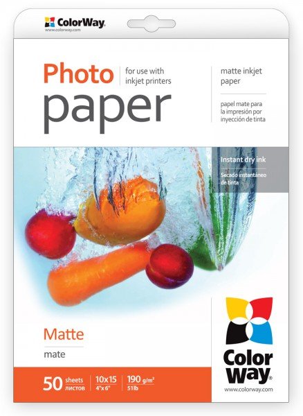 

Фотобумага ColorWay матовая 190г/м, 10x15 PM190-50 (PM1900504R)