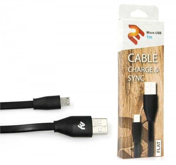

Кабель microUSB 2E Flat 1m, Black