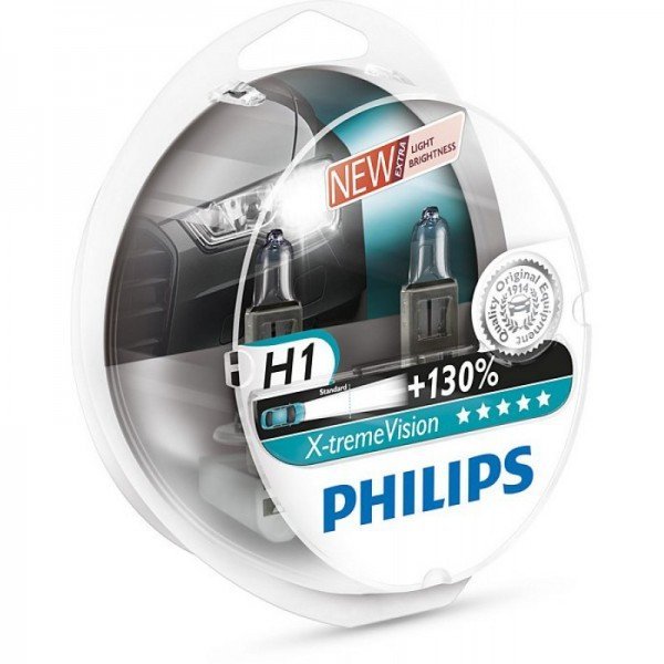 Акція на Лампа галогеновая Philips H1 X-treme VISION +130% (12258XV+S2) від MOYO