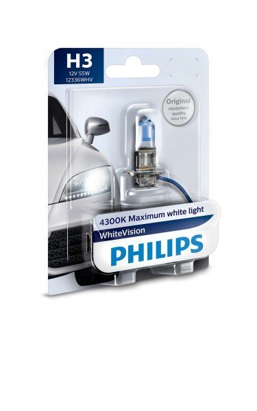 Акція на Лампа галогеновая Philips H3 WhiteVision +60% (12336WHVB1) від MOYO