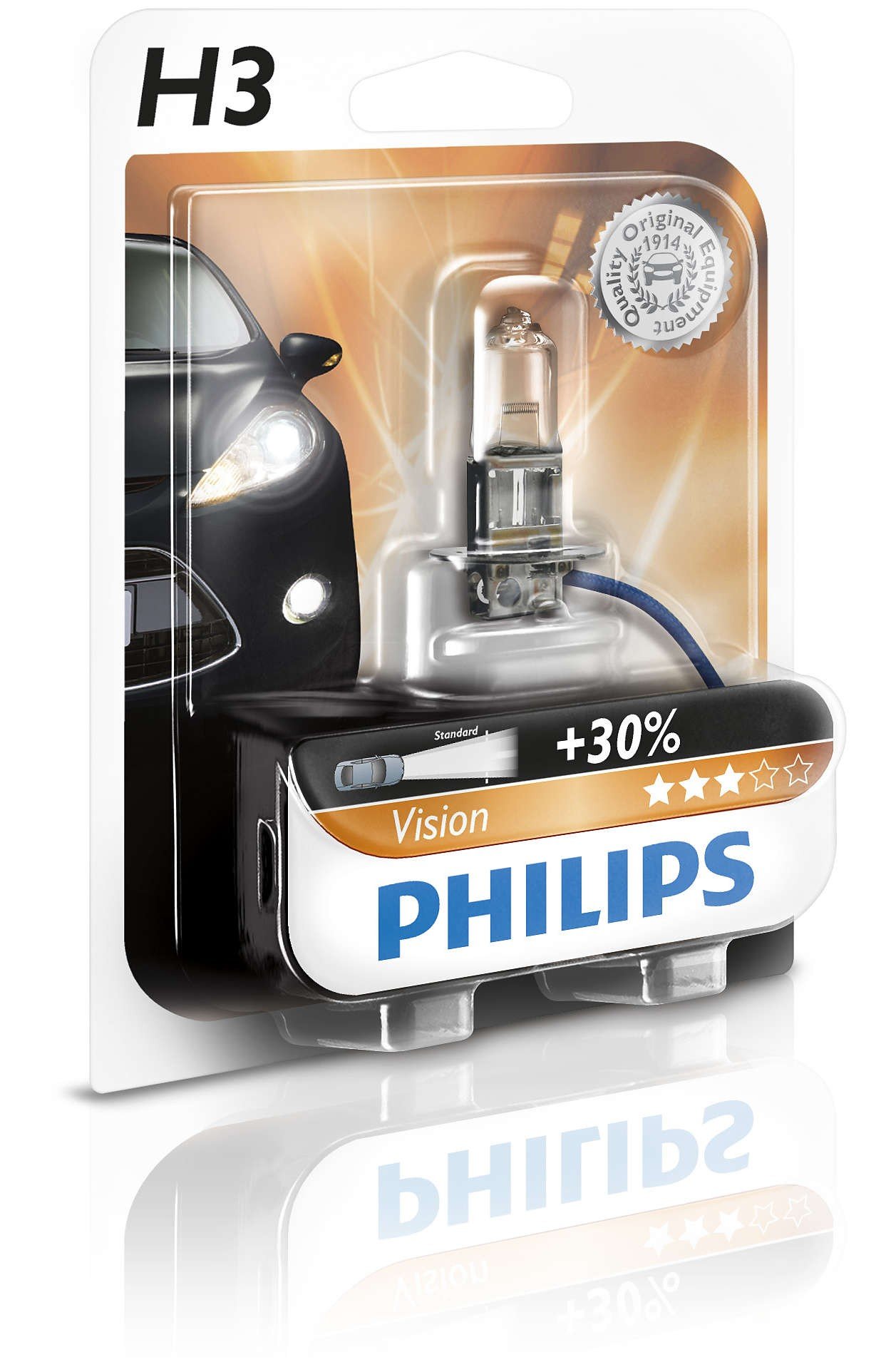 Акція на Лампа галогеновая Philips H3 Vision (12336PRB1) від MOYO