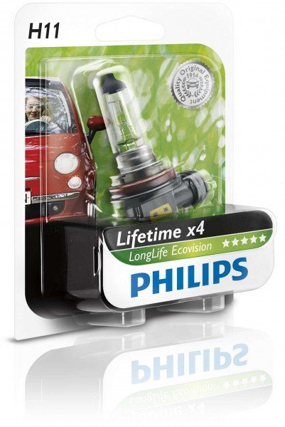 Акція на Лампа галогеновая Philips H11 LongLife EcoVision (12362LLECOB1) від MOYO