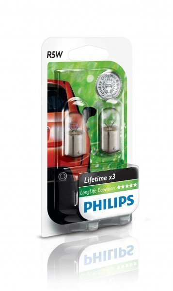 Акція на Лампа накаливания Philips R5W LongLife EcoVision (12821LLECOB2) від MOYO