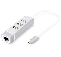 USB Хаб DIGITUS Type-C, 3xUSB, Fast Ethernet