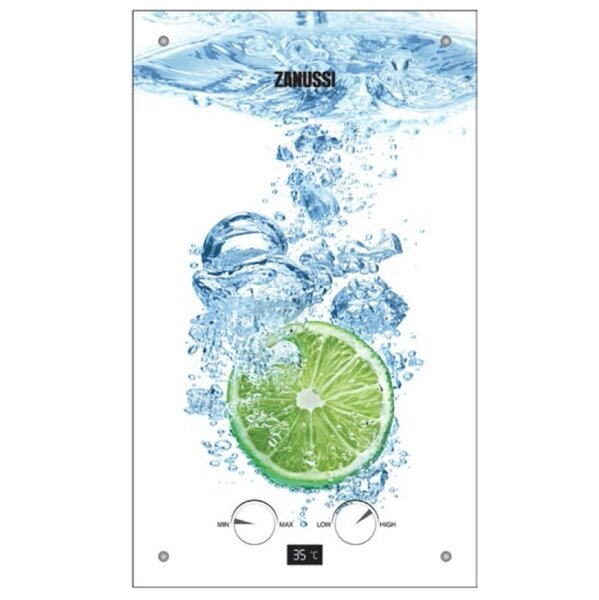 Акція на Газовый проточный воднонагреватель Zanussi GWH 10 Fonte Glass Lime від MOYO