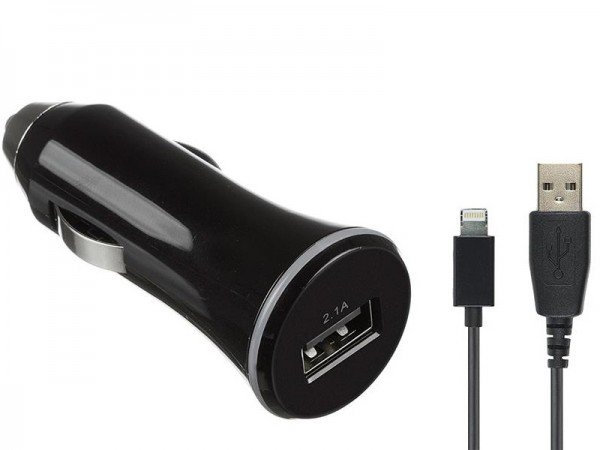 

Автомобильное зарядное устройство Kit Premium USB Charger 2.1A + Lightning Cable Black