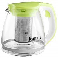 Чайник Lamart скляний заварювальний із зеленими вставками 1,1л (LT7026)