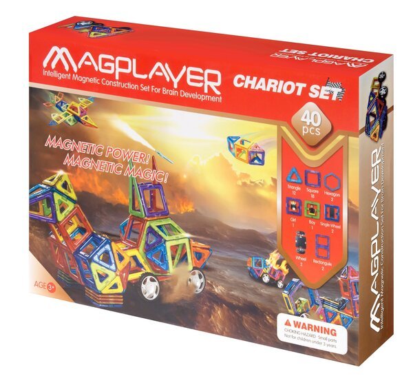 

Конструктор Magplayer магнитный набор 40 эл. MPB-40