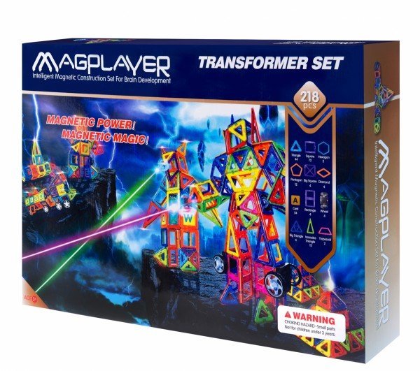 

Конструктор Magplayer магнитный набор 218 эл. MPA-218