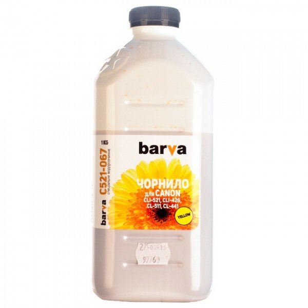 

Чернила Barva для CANON CLI 521/CL 511 MG2140/MP230/MP250/MP280 YELLOW 1 кг C521-067 (I-BAR-CCLI521-1-Y)