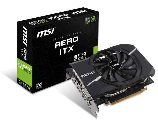 

Видеокарта MSI GeForce GTX 1070 8GB GDDR5 Aero ITX (GF_GTX_1070_AERO_ITX_8GO)