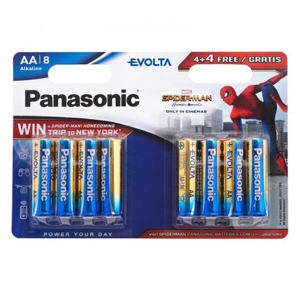 

Батарейка Panasonic EVOLTA AA BLI 8 ALKALINE Spider Man