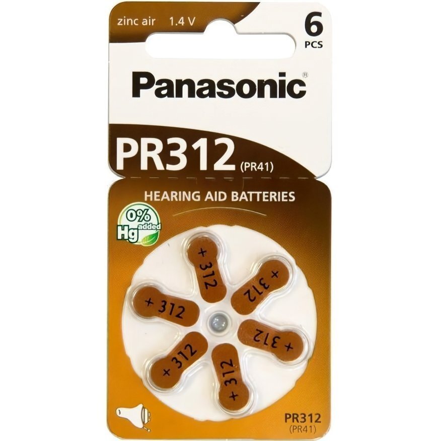 Батарейка Panasonic PR41 / PR312 (1.4V) * 6 (PR-312 / 6LB) (1159754)