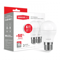 Комплект світлодіодних ламп MAXUS G45 6W яскраве світло 220V E27 (по 2 шт.) (2-LED-542-P)