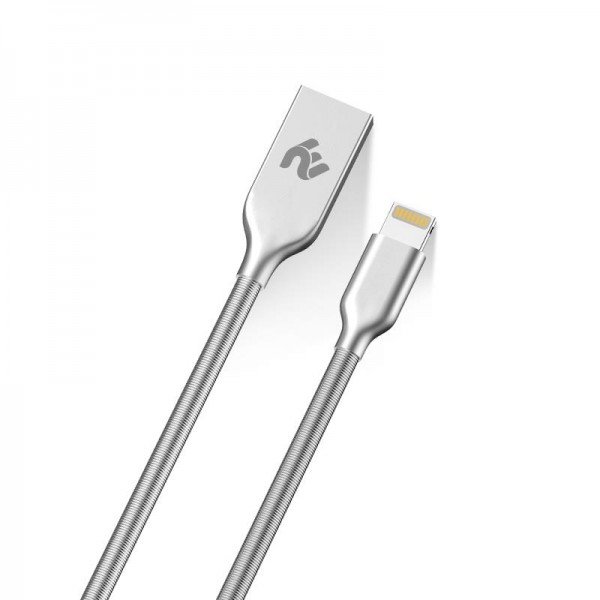 

Кабель 2E USB 2.4 Lightning Data/Charge Spring Metal 1m, Silver