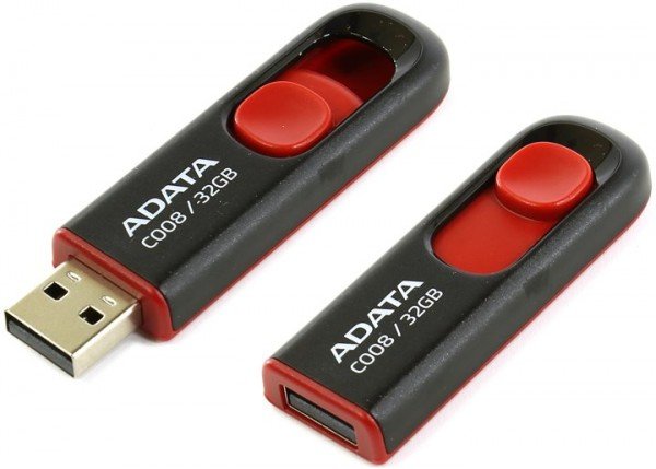 

Накопитель USB 2.0 ADATA C008 32 GB Black/Red (AC008-32G-RKD)