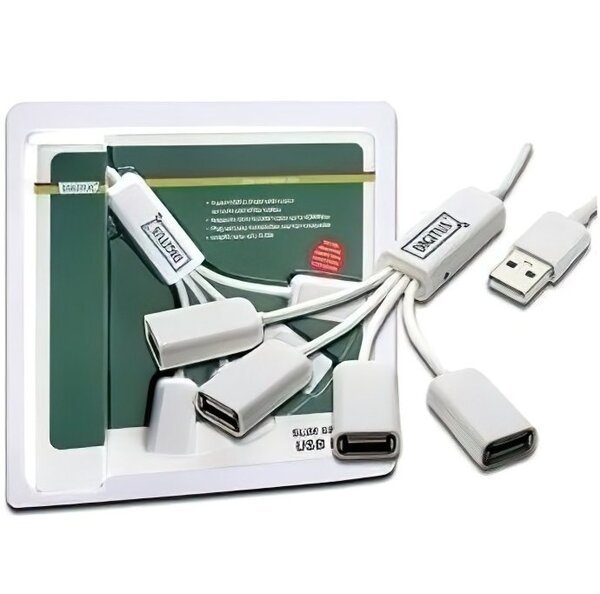 Акція на Концентратор USB 2.0, Digitus 4 порта,  пассивный, White/Белый (DA-70216) від MOYO