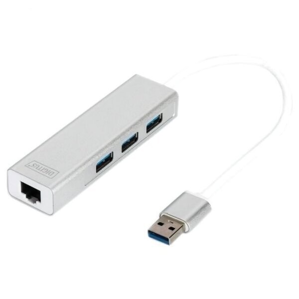 Акція на USB Хаб Digitus DA-70250-1 USB 3.0, 3xUSB, 1xLAN Gigabit від MOYO