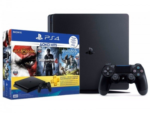 

Игровая приставка SONY PlayStation 4 Slim 500 Gb Black HZD+GOW3+UC4+PSPlus 3М (9946564)