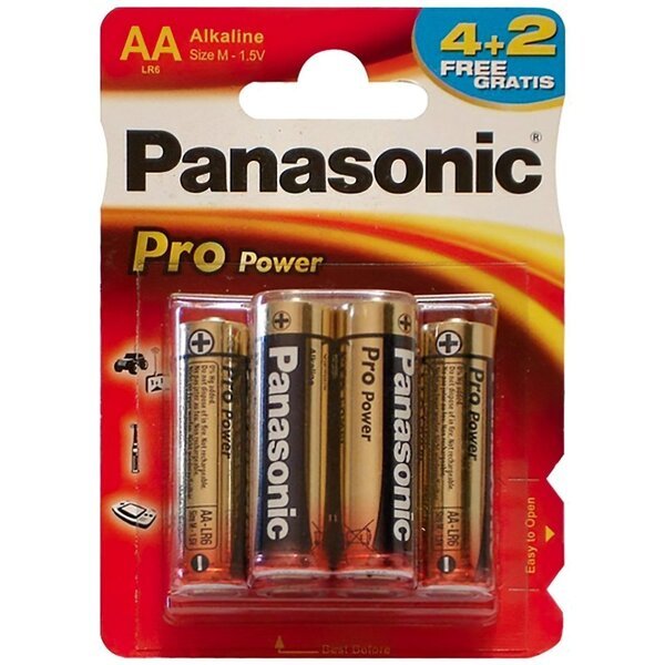 

Батарейка Panasonic PRO POWER AA BLI 6 (4+2) ALKALINE (LR6XEG/6B2F)