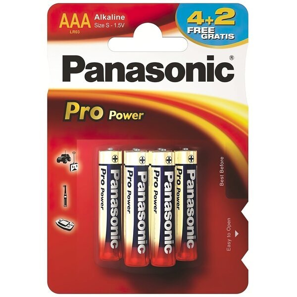 Акція на Батарейка Panasonic PRO POWER AAA BLI 6 (4+2) ALKALINE (LR03XEG/6B2F) від MOYO