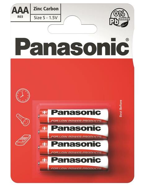 

Батарейка Panasonic Red Zink AAA BLI 4 ((R03REL/4BP) (шт.)