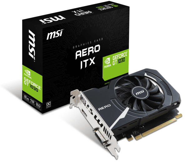 

Видеокарта MSI GeForce GT 1030 2GB GDDR5 AERO ITX OC (GT 1030 AERO ITX 2G OC)