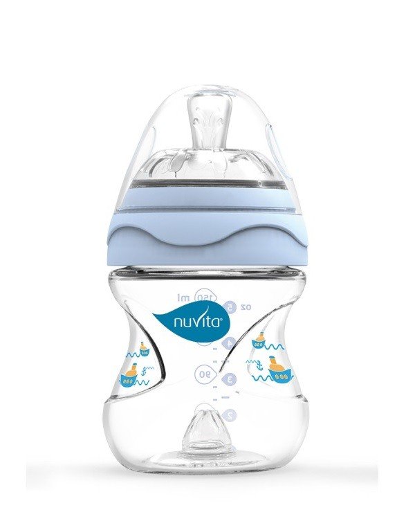 

Бутылочка для кормления Nuvita Mimic 150мл. 0м+ Антиколиковая, голубая (NV6010Blue)