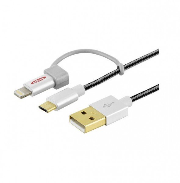 Акція на Кабель EDNET USB 2.0 (Lightning+microUSB) 1.0м, Black (31052*) від MOYO