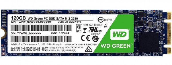 

SSD накопитель WD Green 120GB M.2 2280 SATAIII (WDS120G2G0B)