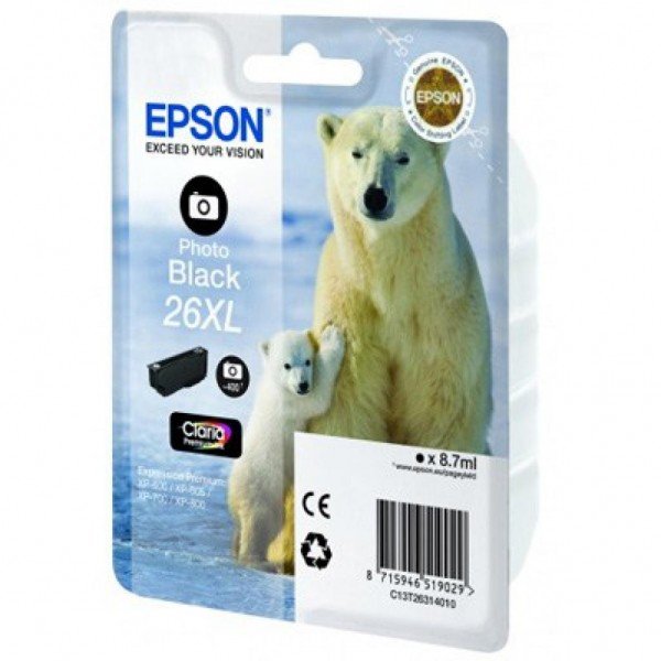 

Картридж струйный EPSON 26XL XP600/605/700 photo black, 400 стр new (C13T26314012)