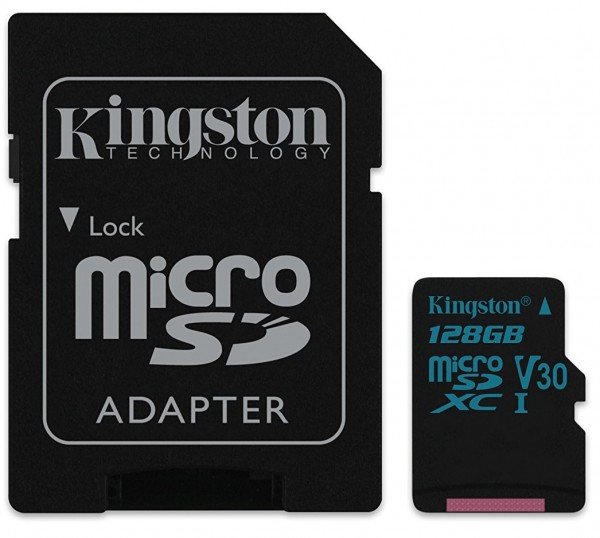 

Карта памяти Kingston microSDXC 128GB Class 10 UHS-I U3 Canvas Go R90/W45MB/s + SD-адаптер
