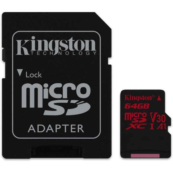 

Карта памяти Kingston microSDXC 64GB Class 10 UHS-I U3 + SD-адаптер